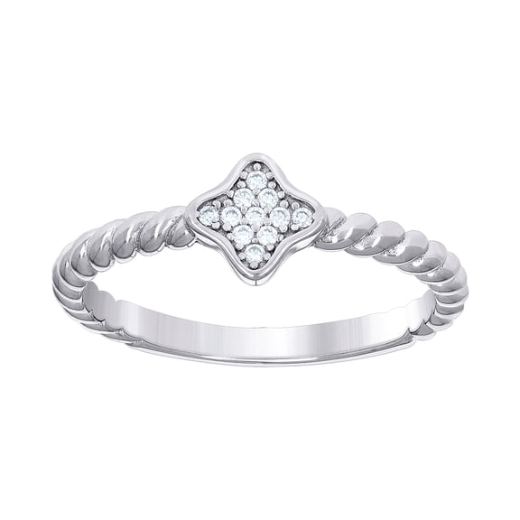 925 Sterling Silver Womens Cubic Zirconia Twisted Flower Engagement Ring 1.9x1.7mm Wide Size 6 Engagement Ring for Women