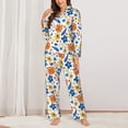 thumbnail image 3 of Wukai Flower Print Women's Pajama Set - Soft Long Sleeve Sleepwear for Comfort and Style-Small, 3 of 9