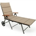 thumbnail image 2 of Gymax Folding Patio Rattan Lounge Chair Chaise Cushioned Aluminum Adjust Wheel, 2 of 9