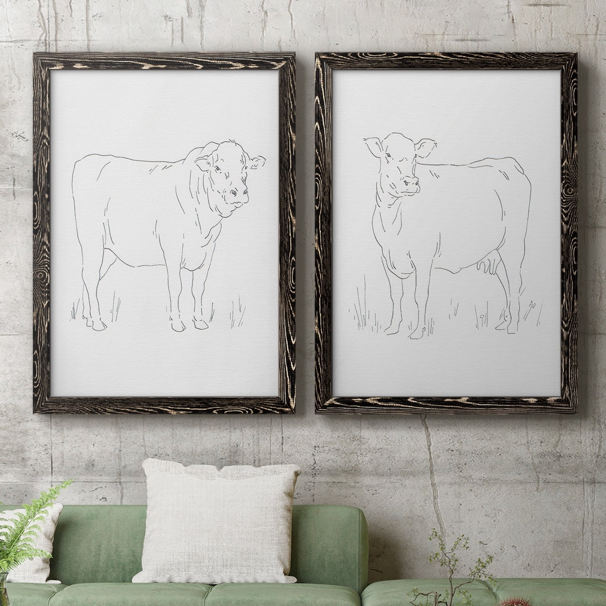 Limousin Cattle I - Premium Framed Canvas 2 Piece Set - Ready to Hang