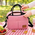 thumbnail image 4 of THOPBPRK Color Insulated Picnic Bag Crossbody Thermal Lunch Bag Portable Cooler Tote With Shoulder Strap For Outdoor Travel Camping Work Beach Trips Daily Food Carrier , Pink, 4 of 5