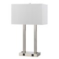 thumbnail image 1 of Benjara BM224709 60W x 2 Desk Lamp with Rectangular Shade & Power Strip, Silver & White, 1 of 5