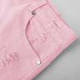 thumbnail image 6 of ClodeEU Womens Distressed Frayed Hem Denim Shorts, Stretchy Cuffed Hem Jean Shorts Pink,Womens Plus XXL, 6 of 8