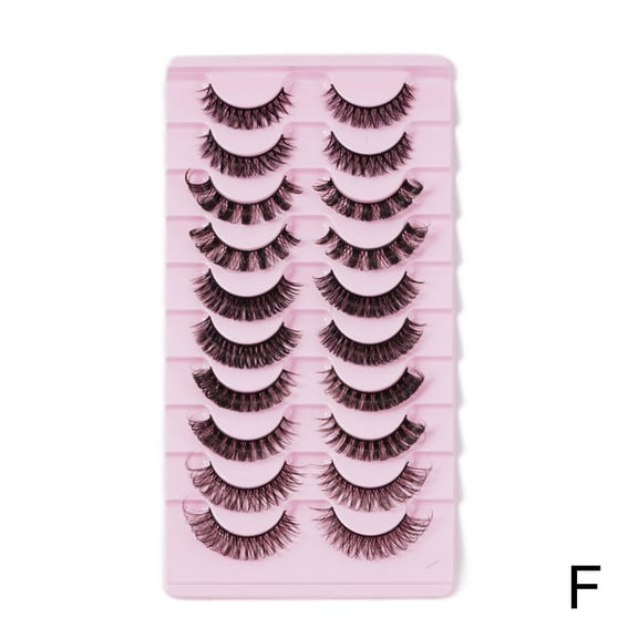 10Pairs Russian Style Strip Lashes D Curl Mink False Eyelashes Full Curled New V4G9