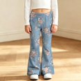 thumbnail image 6 of MuXiKeJi Clothes Wide Leg Jeans Kids Cute Print Elastic Waist Wide Leg Flared Denim Pants Regular Fit Long Casual Bottoms Girls Denim Jeans, 6 of 8