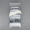 thumbnail image 2 of Ambesonne City Bedding Set 4 Pcs, Big Window Downtown View, Queen, Grey White, 2 of 3