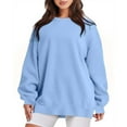 thumbnail image 2 of YYDGH Oversized Sweatshirt for Women Fleece Long Sleeve Crewneck Casual Pullover Hoodie Tops Fall Y2K Trendy Clothes Light Blue S, 2 of 4