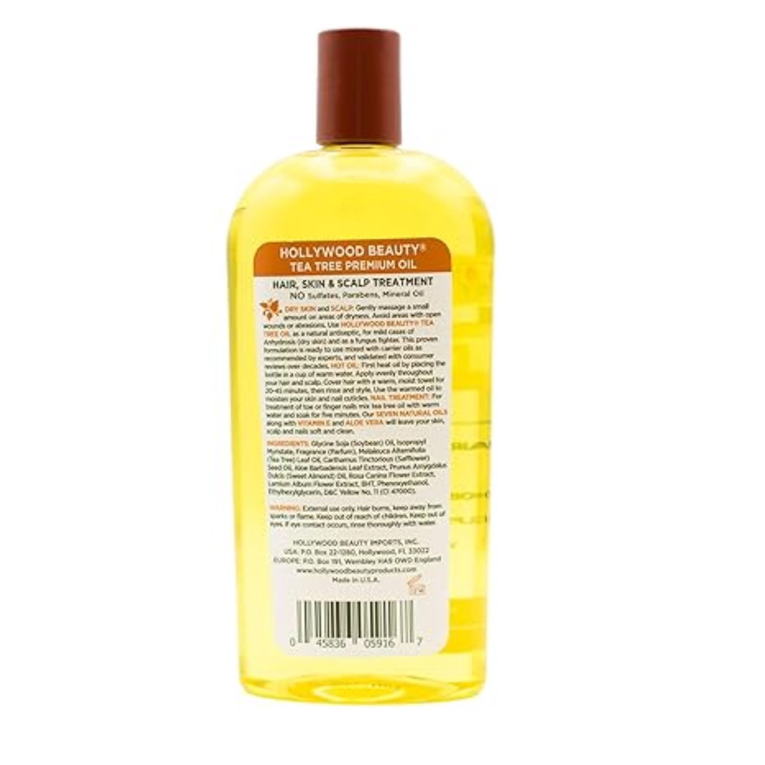 Hollywood Beauty Tea Tree Oil With Vitamin E & Aloe Vera - 16 oz. - Rejuvenate Hair, Skin & Scalp