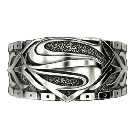 Superman S Logo Antique Style Stainless Steel Band Ring Size 10