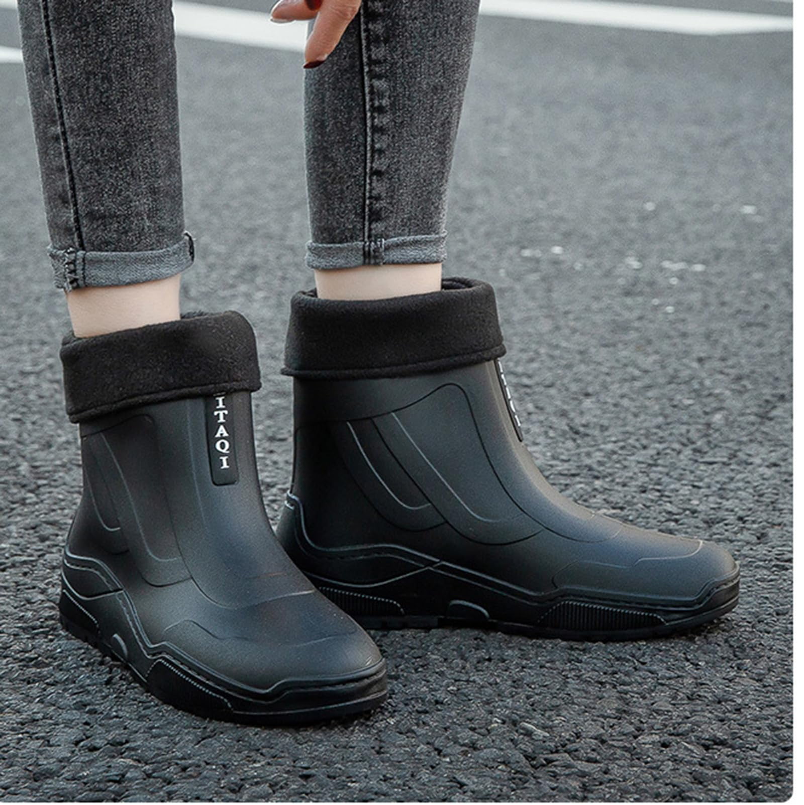 AUXDIQ Rain Boots Women Men Short Ankle Waterproof Rain Shoes Outdoor Garden Shoes