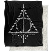 LOGOVISION Harry Potter Blanket, 50Inx60In, Deathly Hallows Line Art Silky Touch Sherpa Back Super Soft Throw Blanket