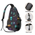 thumbnail image 3 of Sling Backpack,Mystical Halloween Pattern Sling Bag with Water Bottle Holder,Waterproof Sling Bag for Men/Women with Headphone Jack for Hiking,Travel, 3 of 6