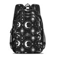 thumbnail image 2 of Moon and Skull Gothic Pattern Backpack for School, Cute School Bag with Adjustable Shoulder Straps and Padded Back, 16.9"x12.6"x5.9", 2 of 5