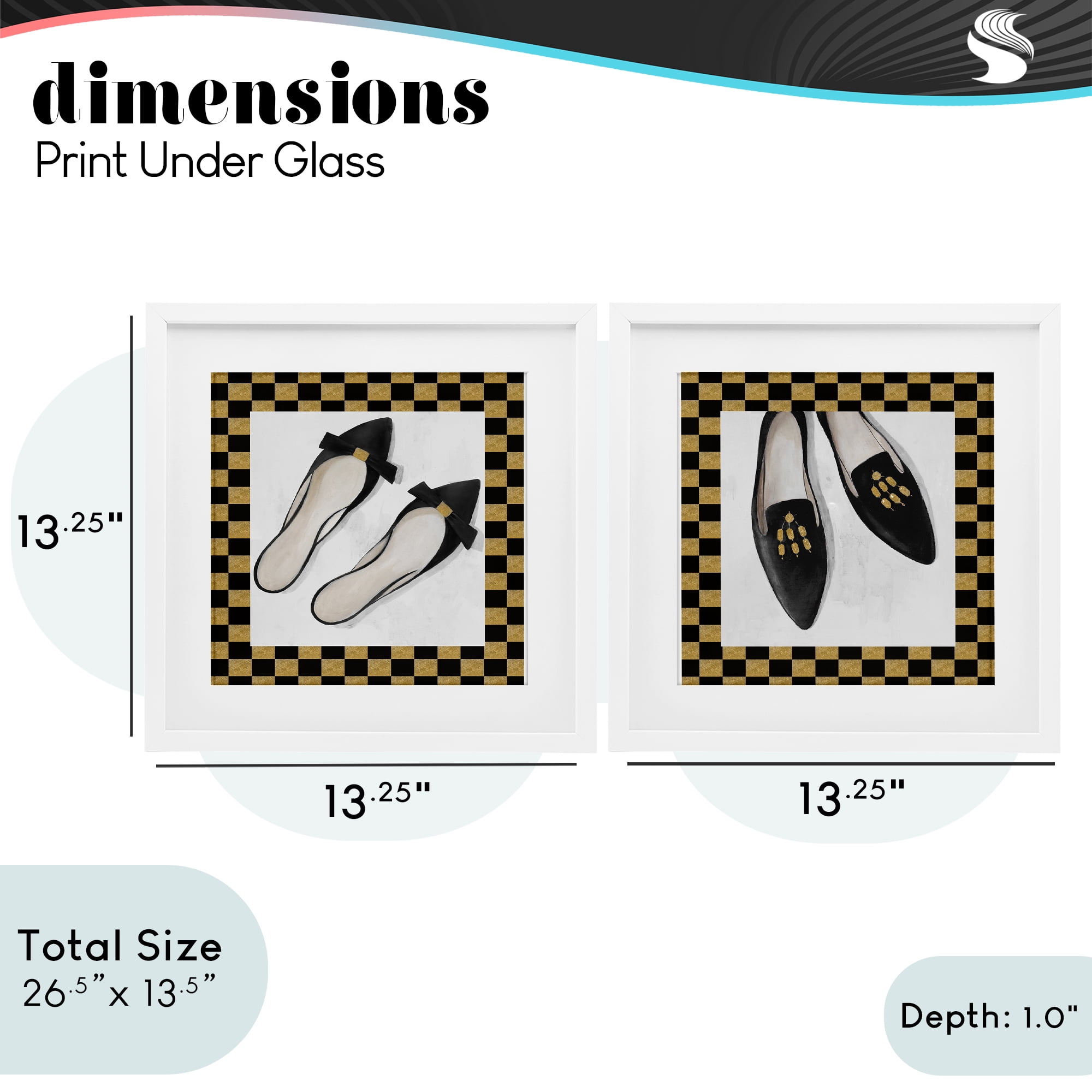 Stupell Industries Black Flats & Sliders 2 Piece White Framed Print Under Glass Set, design by Lorenzo Collective