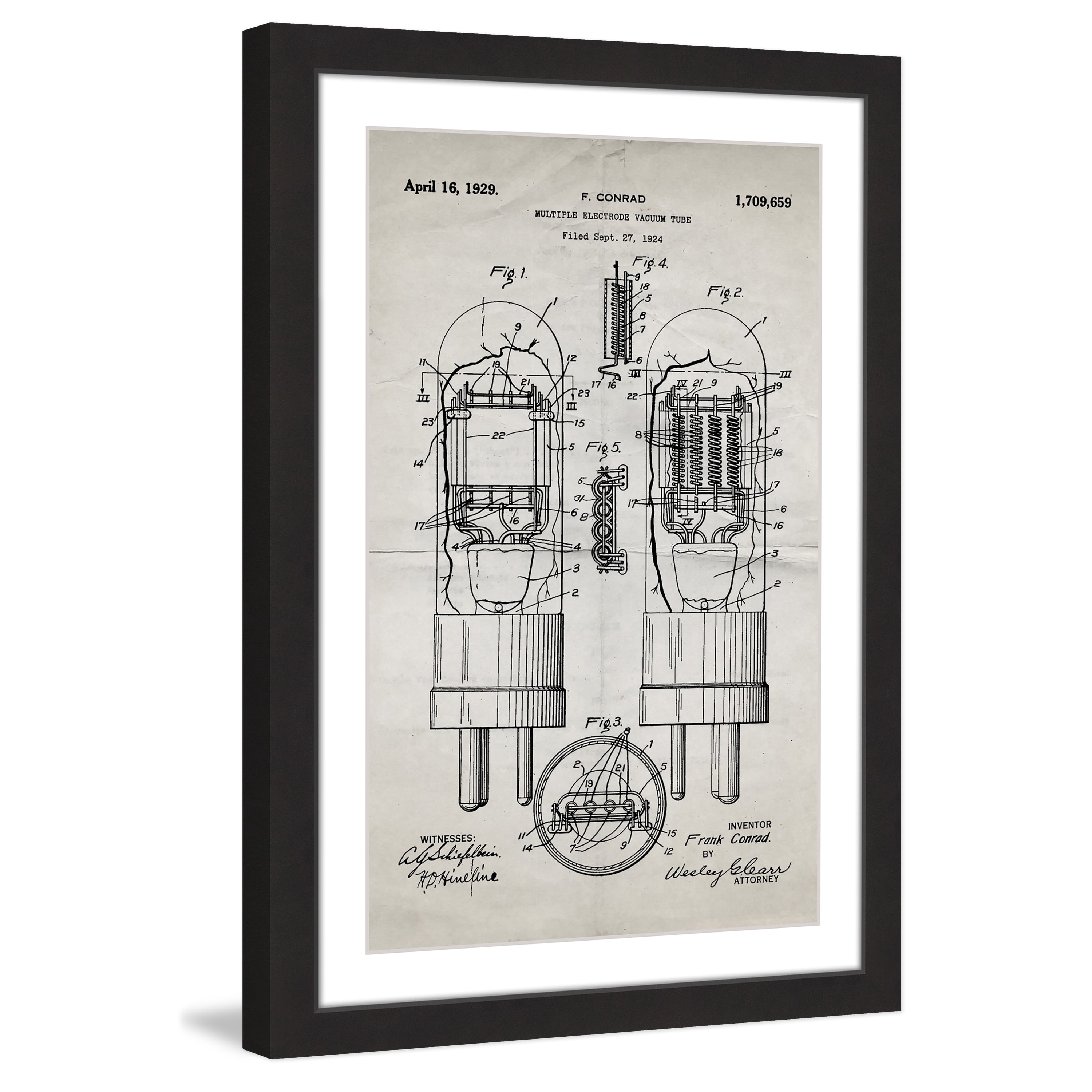 "Vacuum Tube 1924 Old Paper" Framed Painting Print