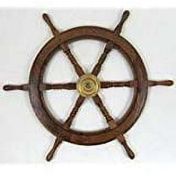 Nagina International Barre De Roue En Bois Décor Au Centre En Laiton