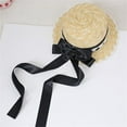 thumbnail image 6 of TeaParty SunHat Wide Brim Straw Boater Hat Women Ribbon Straw Hat Straw Beachs Hat Bows Straw Hat SunHat, 6 of 9