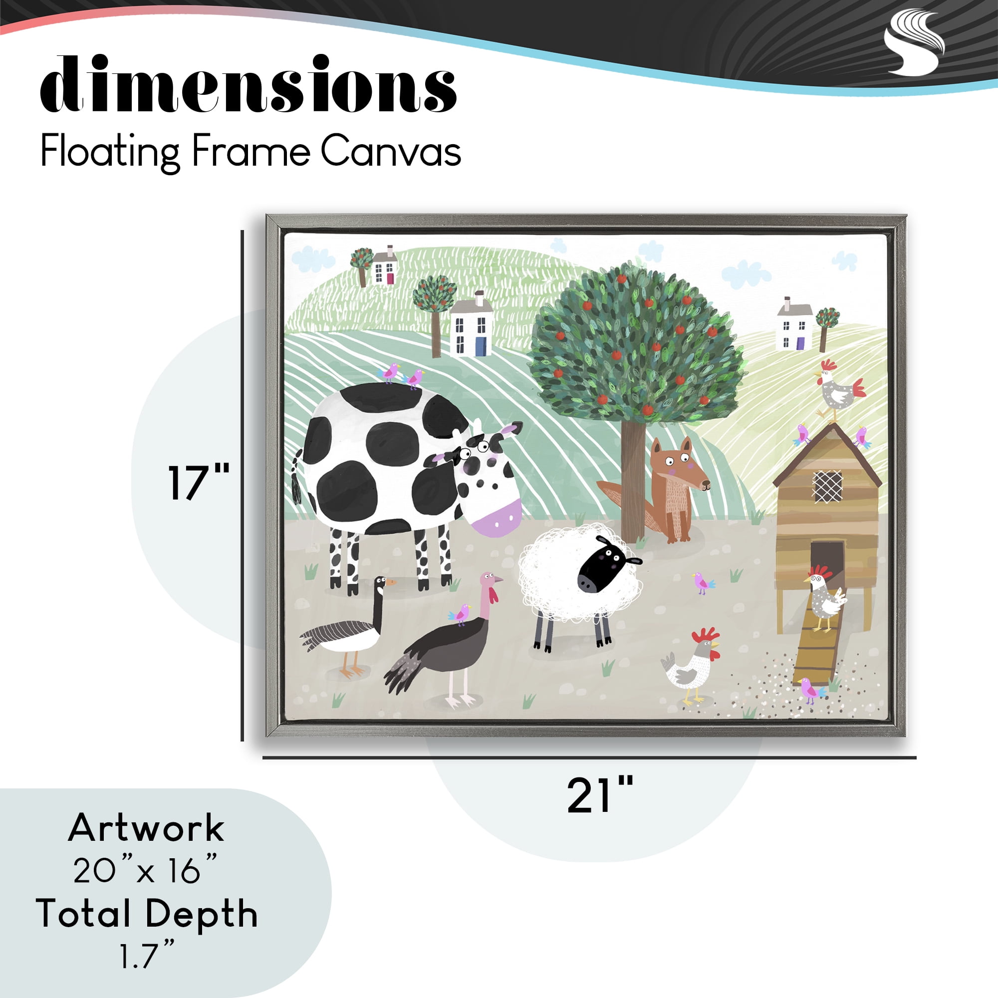 Stupell Industries Down At The Farm Gray Framed Floater Canvas Wall Art, design by Carla Daly