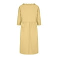 thumbnail image 5 of HAPIMO Women's Tea Length Cotton Linen Dress Solid Holiday Autumn Dresses Boat Neck Elegant Casual Comfy Vintage Boho 3/4 Sleeves Yellow XXL, 5 of 8