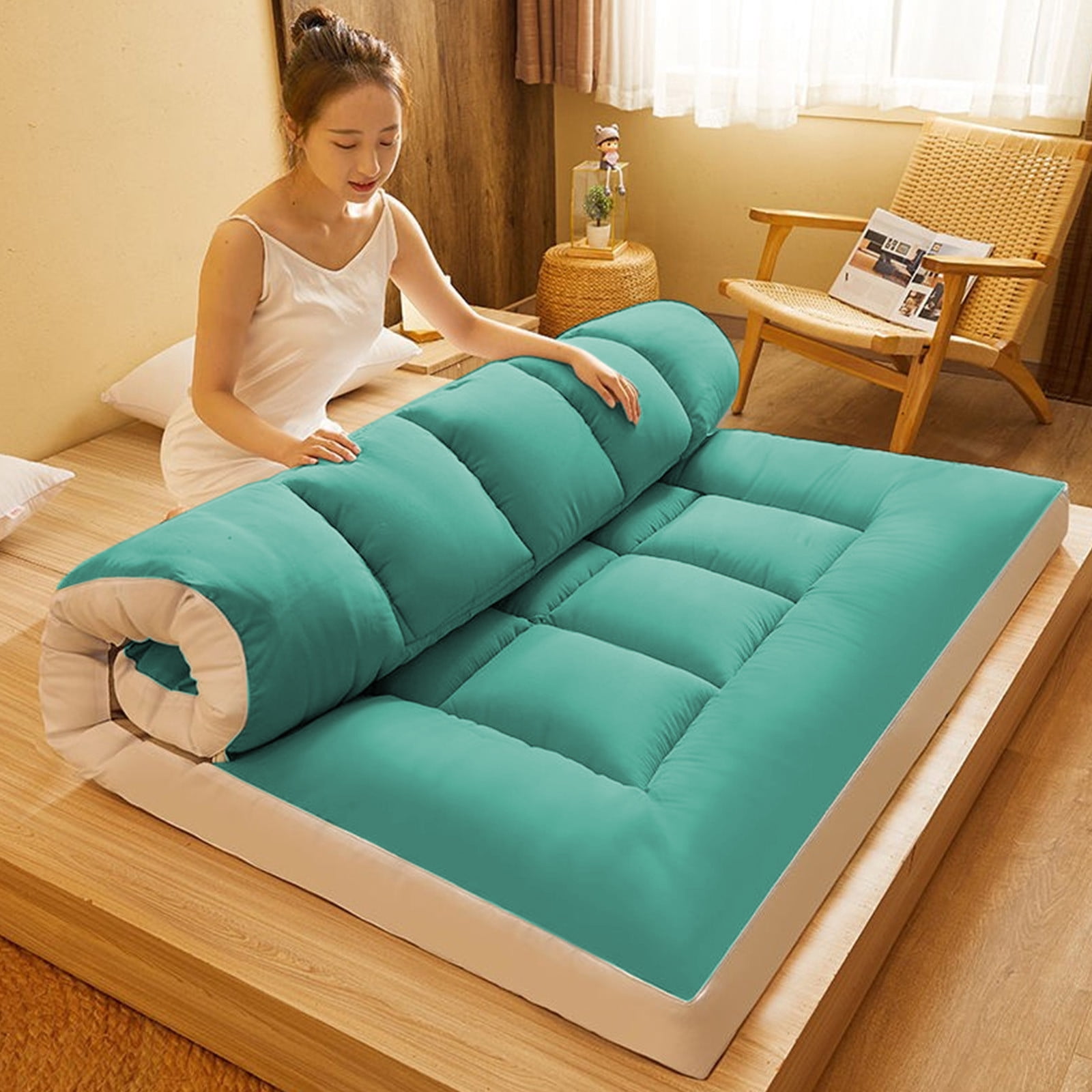 Class Fiber Mattress,59.06x78.74" Thickened Soft Padded Mattress with Water Washed Brushed Fabric,Breathable Humidity Wicking,Foldable Design for Easy Storage,Ideal for Full Size Bed