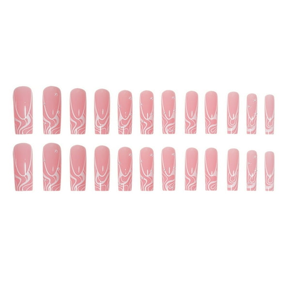 Riforla Square Type Nail Long Pearl Pink Nails Acrylic Nails for Women and Girls Artificial Nails 18ml Fake Nails