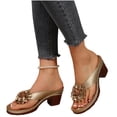 thumbnail image 6 of Eltusu Women Slide Sandals, Slip On Fashion Block Heel Open Toe Ladies Shoes Gold Size 9, 6 of 9