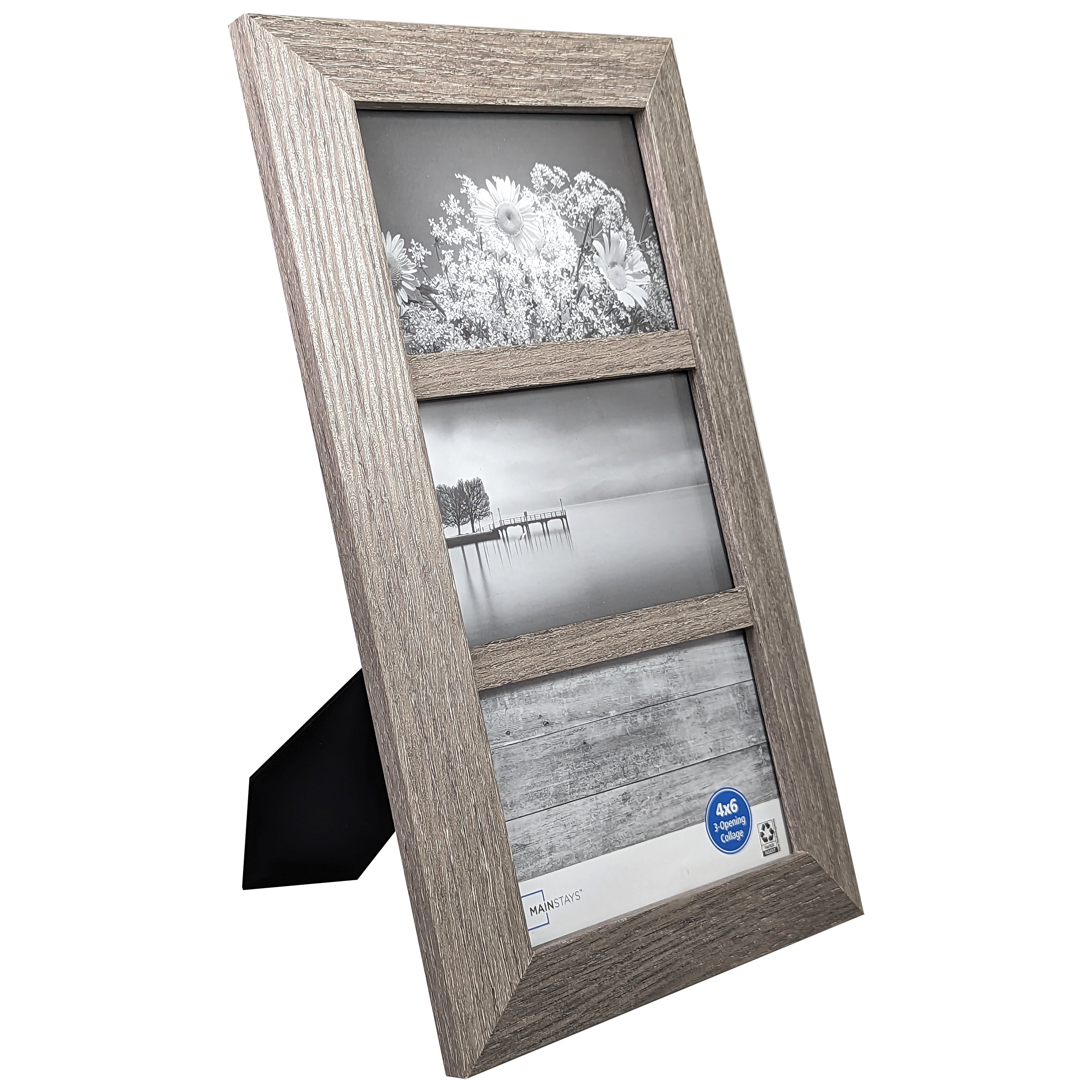 Mainstays 4x6 3-Opening Beveled Gallery Collage Picture Frame, Rustic Gray