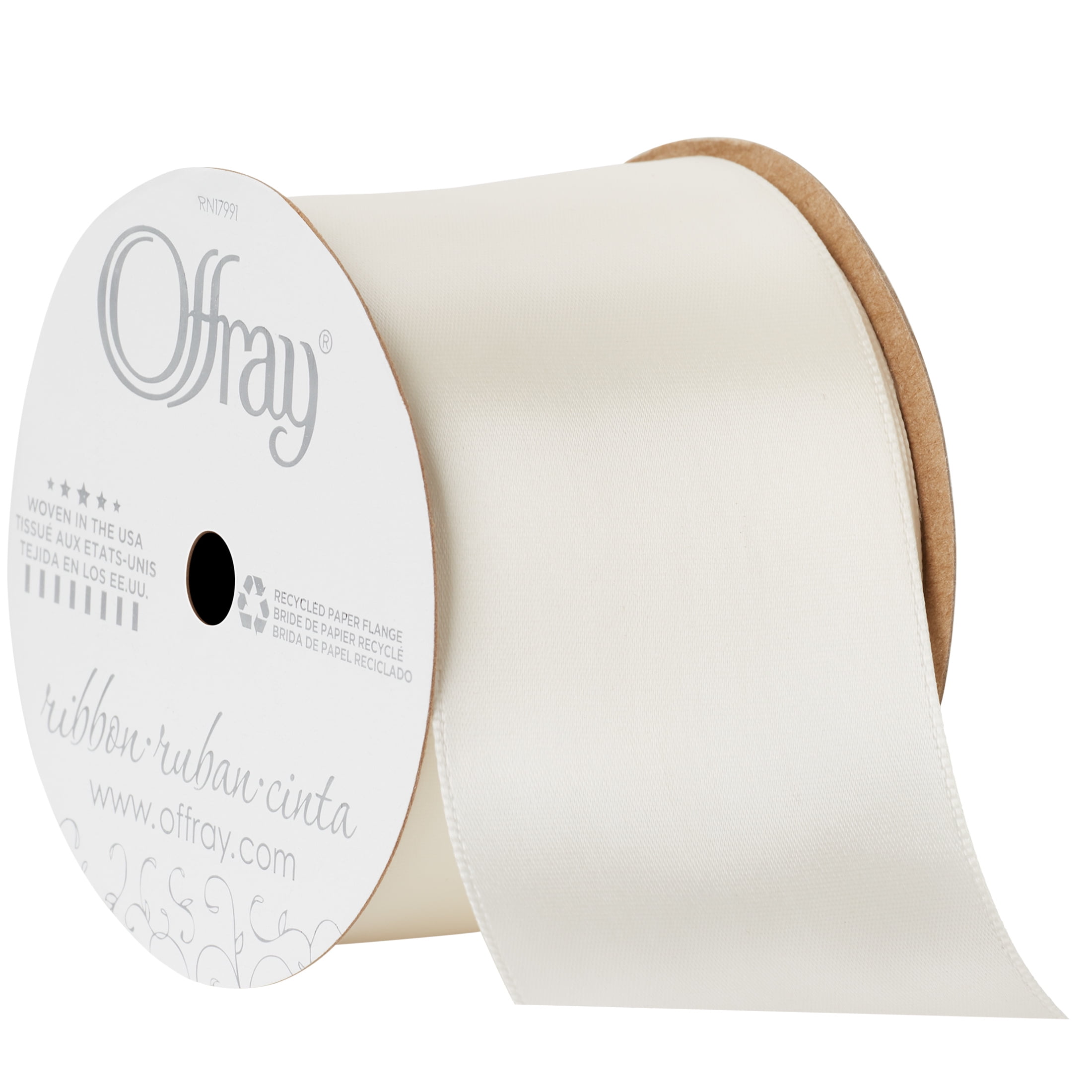 (2 pack) Offray Ribbon, Antique White 2 1/4 inch Single Face Satin Polyester Ribbon, 9 feet