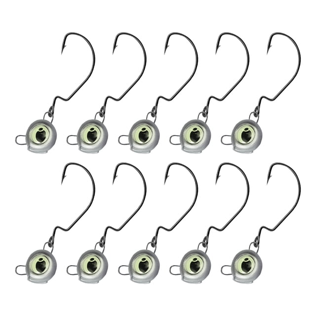 Ganchos manivela púas Cabezales plantilla Swimbait 10pcs 3.5G-10G Ojo pescado Acero carbono para la plataforma Texas Ned