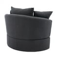thumbnail image 5 of Barrel Chair, Modern Swivel Accent Chair Sofa Barrel Chair with 3 Pillows, Oversized Linen Upholstered 360° Swivel Round Leisure Chair with Metal Base, Accent Lounge Swivel Chair for Living Room, 5 of 7