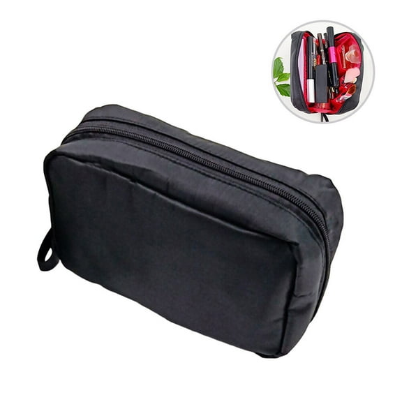 MLINS Women Small Cosmetic Bags Portable Travel Makeup Bag Cosmetic and Toiletries Organizer Bag (Black and Red)