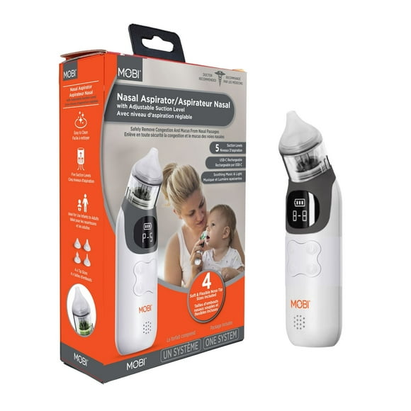 MOBI Aspirateur Nasal avec Niveau d’Aspiration Réglable Aspirateur nasal doux à 5 niveaux