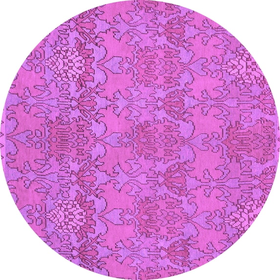Ahgly Company Indoor Round Abstract Purple Modern Area Rugs, 7' Round