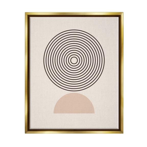 Stupell Industries Modern Circles on Beige Abstract Painting Gold Floater Framed Art Print Wall Art, 25 x 31