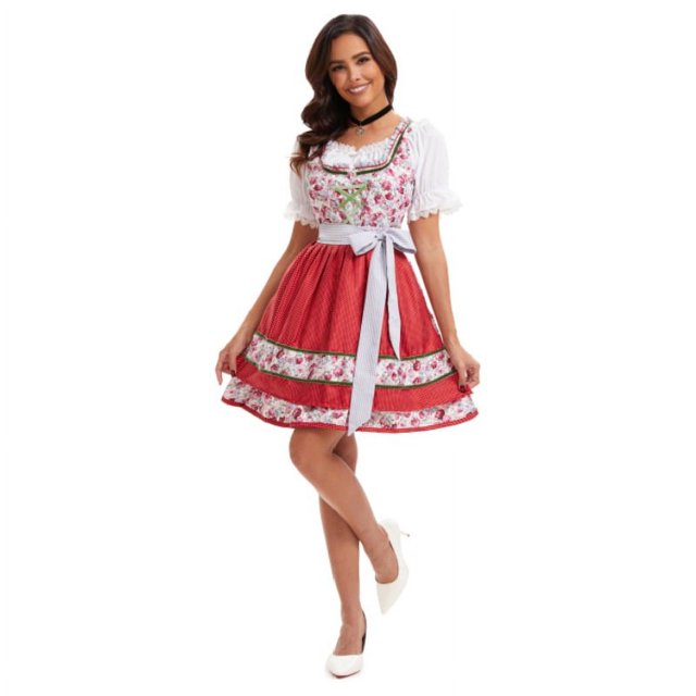 Vestido de sirvienta de Oktoberfest Vestido de cerveza estampado de manga corta Vestido de actuación escénica