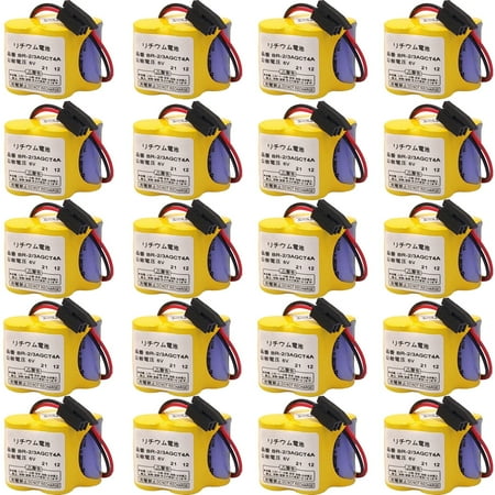 20 pack NEW BR-2/3AGCT4A 6V 4400mAh battery with black plug for FANUC A98L-0031-0025