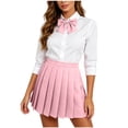 thumbnail image 4 of IUYRTFE Women's High Waisted Pleated Mini Skirt Adjustable Waist with Bow Tie School Uniform A Line Short Skirt, 4 of 9