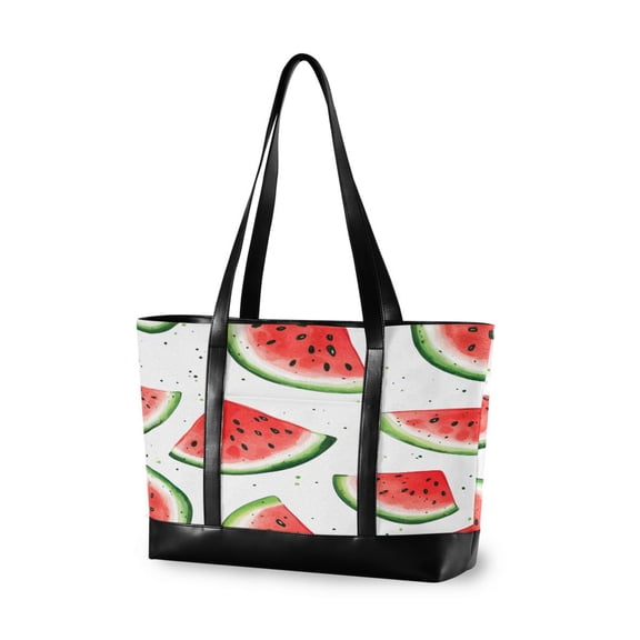 FORMRS Canvas Laptop Tote Bag for Women with 15.6" Computer Compartments Shoulder Handbag, Red Watermelon