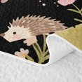 thumbnail image 5 of Homewish Cute Fairies Bird Hedgehog Twin Quilt Set,Kawaii Mushrooms Flowers Twin Coverlet Set,Black,Black Reversible,2pcs, 5 of 7