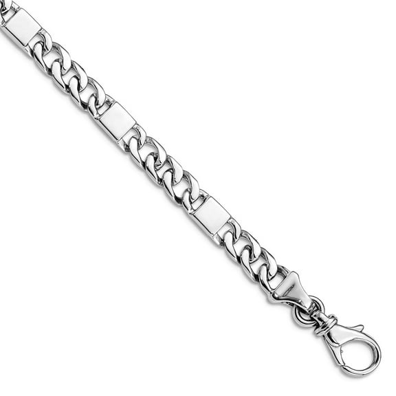 14k White Gold Solid Fancy Lobster Closure 5.5mm Polished Fancy Link Chain Bracelet 7 Inch Link Bracelet for Women and M