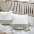 thumbnail image 4 of Modern Sage Outdoor Pillow Covers Set of 2 Green Classic Stripe Waterproof Throw Pillow Case Decorative Square Cushion Cover for Patio Couch Garden Balcony, 24"x24", 4 of 9