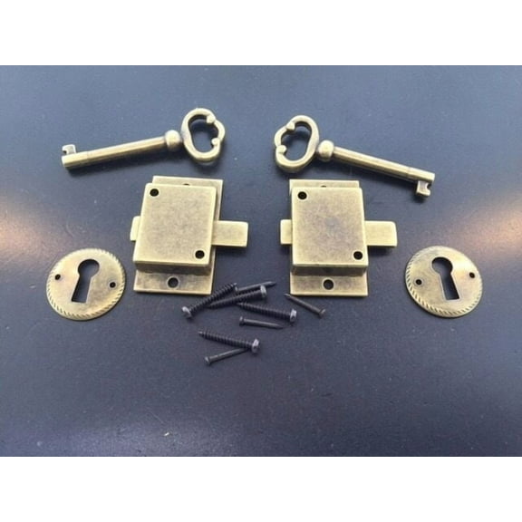 2-Piece Antique Finish Cabinet Door Lock Set with Keys