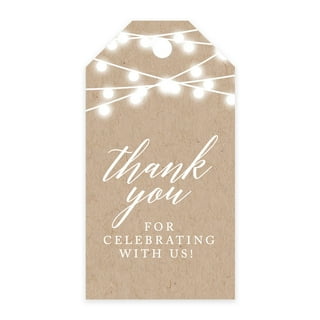 Koyal Wholesale Thank You for Celebrating with US Favor Tags Navy Blue Watercolor Cardstock Gift Tags with Bakers 100-pk, White