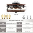 thumbnail image 3 of 18 Inch Caged Ceiling Fan with Lights Remote Control, Rustic Farmhouse Ceiling Fan with Light, Wooden Rings Framed Modern Small Bedroom Ceiling Fan (Flush Mount, Brown), 3 of 8