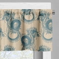 thumbnail image 5 of Ambesonne Japanese Valance & Curtain, Vintage Dragon Drawing Art, 55"x45", Pale Petrol Blue Beige, 5 of 7