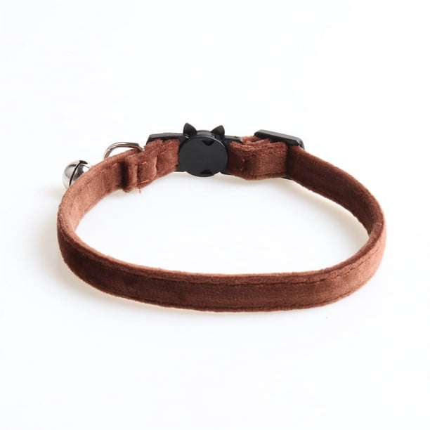 Zhuge Collar para gatos con hebilla ajustable, de seguridad, suave, para perros pequeños o gatos, color marrón aterciopelado