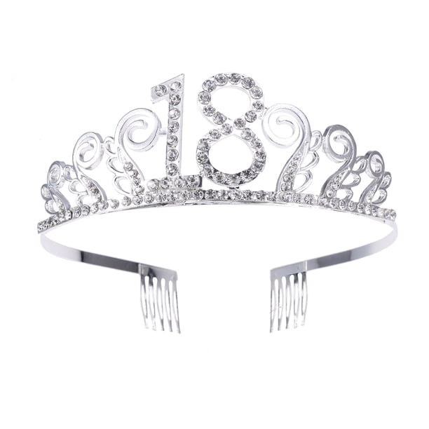 Tiara de cristal con diamantes de imitación para cumpleaños, corona de reina, diadema para graduación, peinetas para el cabello, broche para recuerdo de fiesta de cumpleaños número 18 de niña