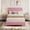 Pink, variant on Twin-XL Size Bed Frame, Platform Bed Frame with Upholstered Adjustable Headboard, Mattress Foundation with Strong Wooden Slats Support, No Box Spring Needed, Noise Free, Easy Assembly, Gray