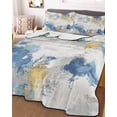 thumbnail image 3 of Quilts Twin XL Size, Blue Yellow Beige Soft Comforter Bedding Set for Bed, Retro Abstract Modern Art Painting Lightweight Quilted Bedspread with Pillow Cover(2 Pieces) for All Season, 68x98 Inch, 3 of 6