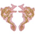 thumbnail image 1 of 2 apliques de encaje bordado con dragón dorado, estilo chino, 46 ​​x 26 cm, con lentejuelas doradas para vestidos de novia, cojines, cortinas y manteles., 1 of 5